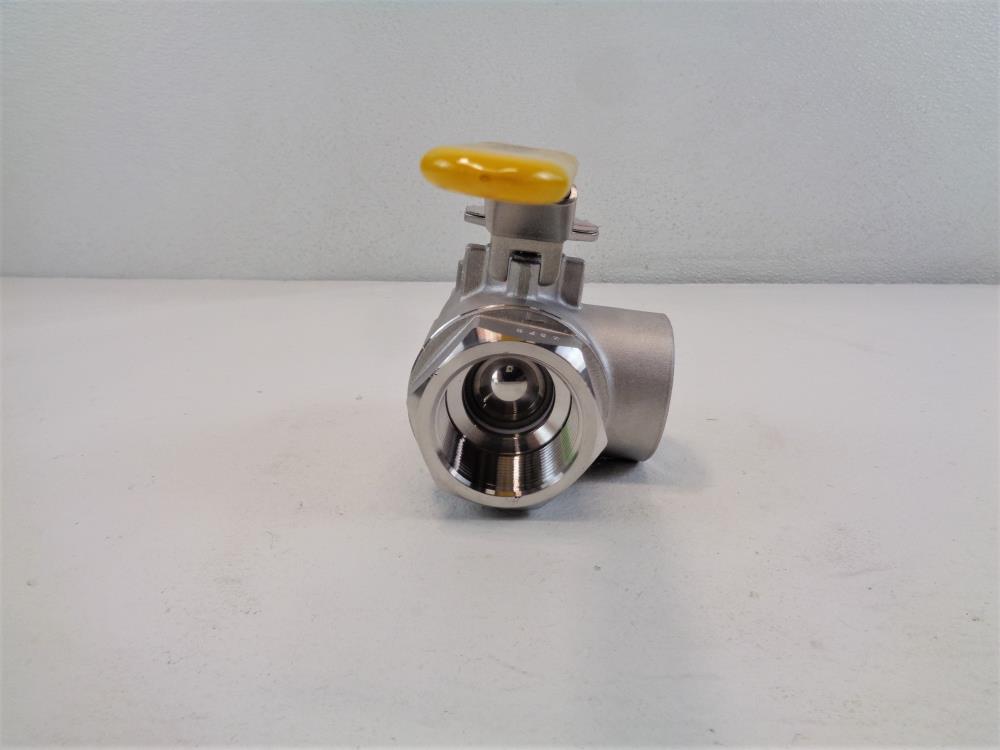 Milvaco 1-1/2" NPT Stainless Steel 3-Way Ball Valve, 1000 WOG